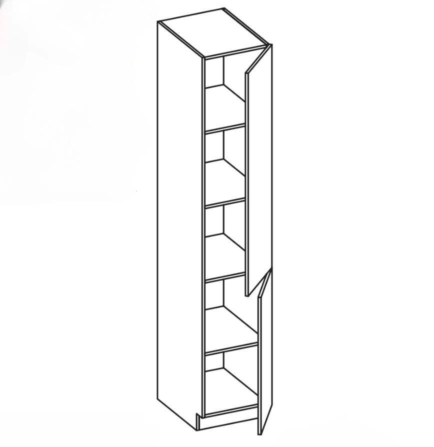 Tall, narrow cabinet with shelves and a door handle.